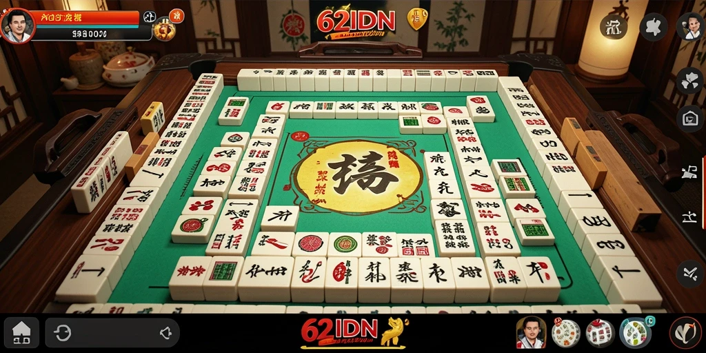 Tangkapan layar dari gameplay seru 62IDN Mahjong.