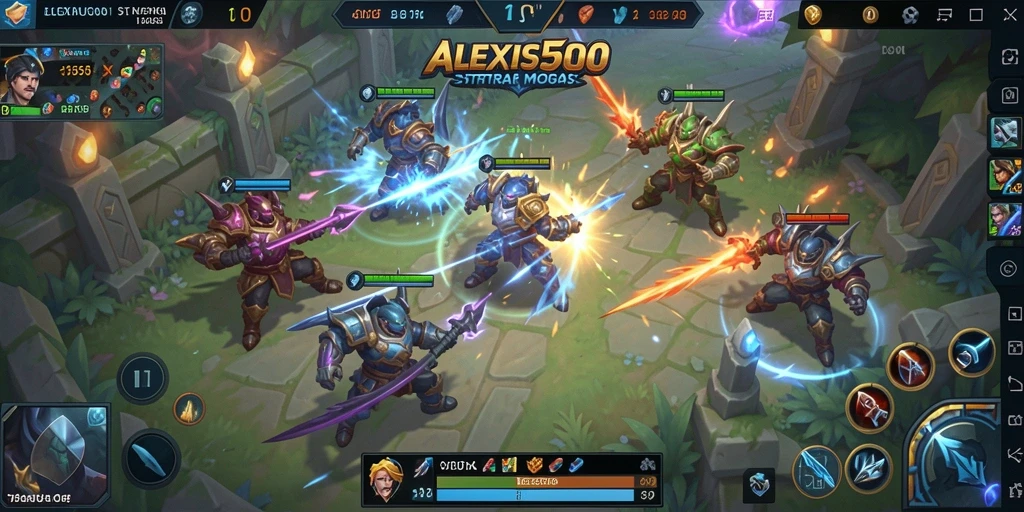 Tampilan menarik dari gameplay ALEXIS500 saat bertarung dalam arena.