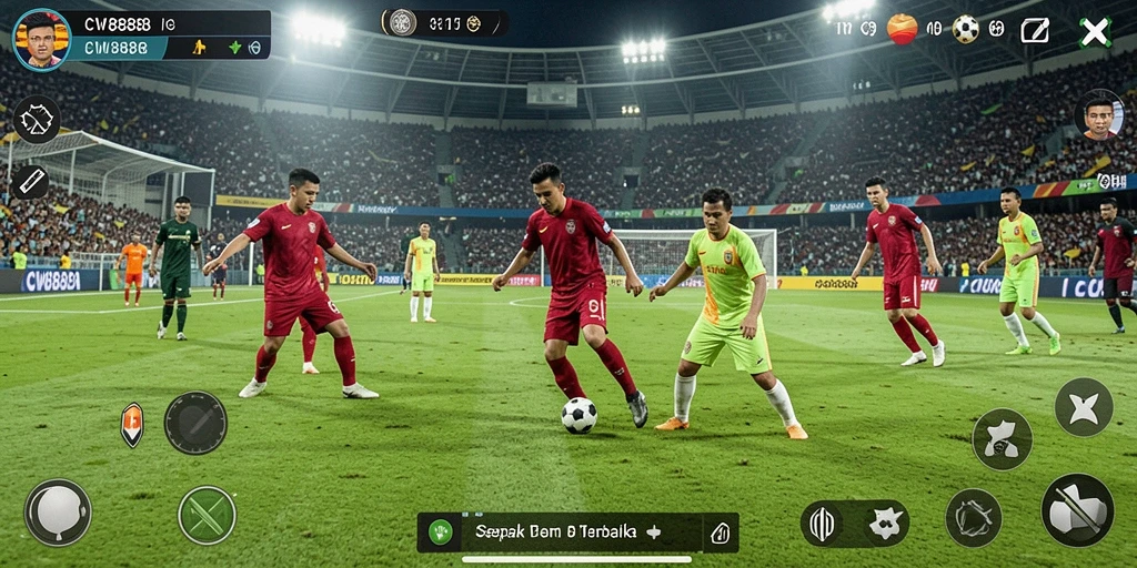 Screenshot gameplay <strong>CW8888</strong> yang menegangkan saat pertandingan sepak bola.