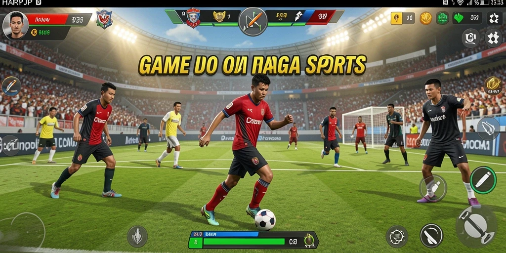 Screenshot utama HARAPJP menampilkan aksi seru dalam permainan olahraga.