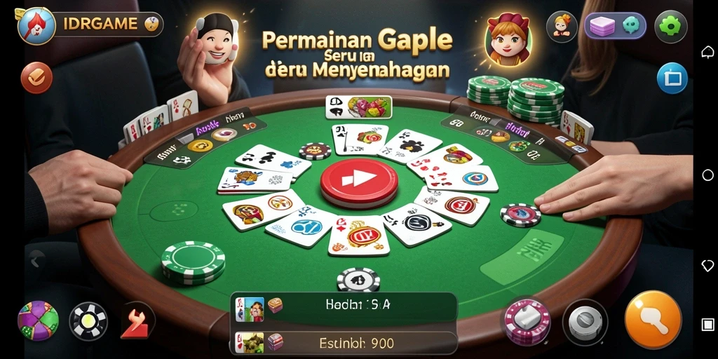 Screenshot gameplay IDRGAME menampilkan suasana permainan Gaple yang menegangkan.