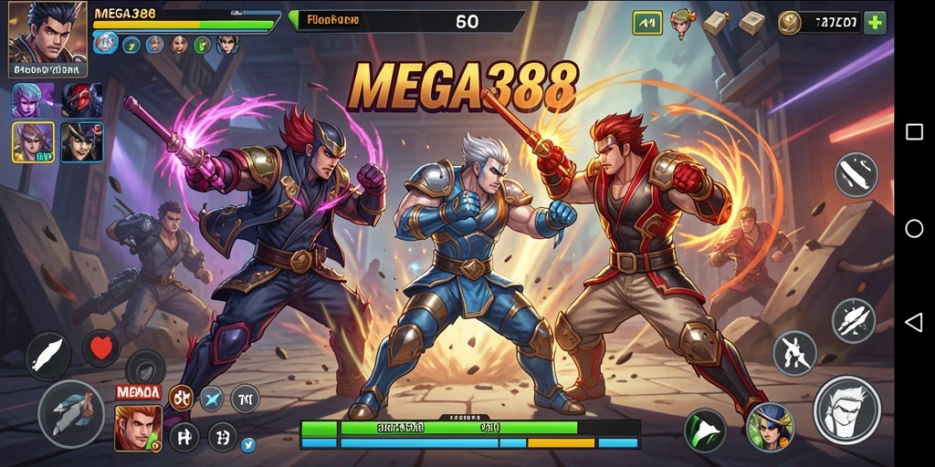Screenshot gameplay MEGA388 menampilkan pertarungan menarik.