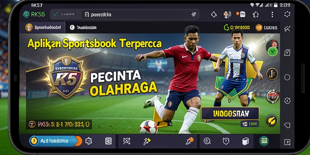 Screenshot RK55 menampilkan tampilan antarmuka aplikasi Sportsbook yang menarik.