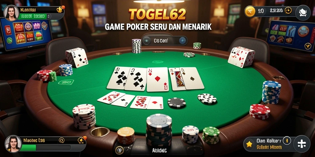 Tampilan gameplay Poker yang seru di TOGEL62.